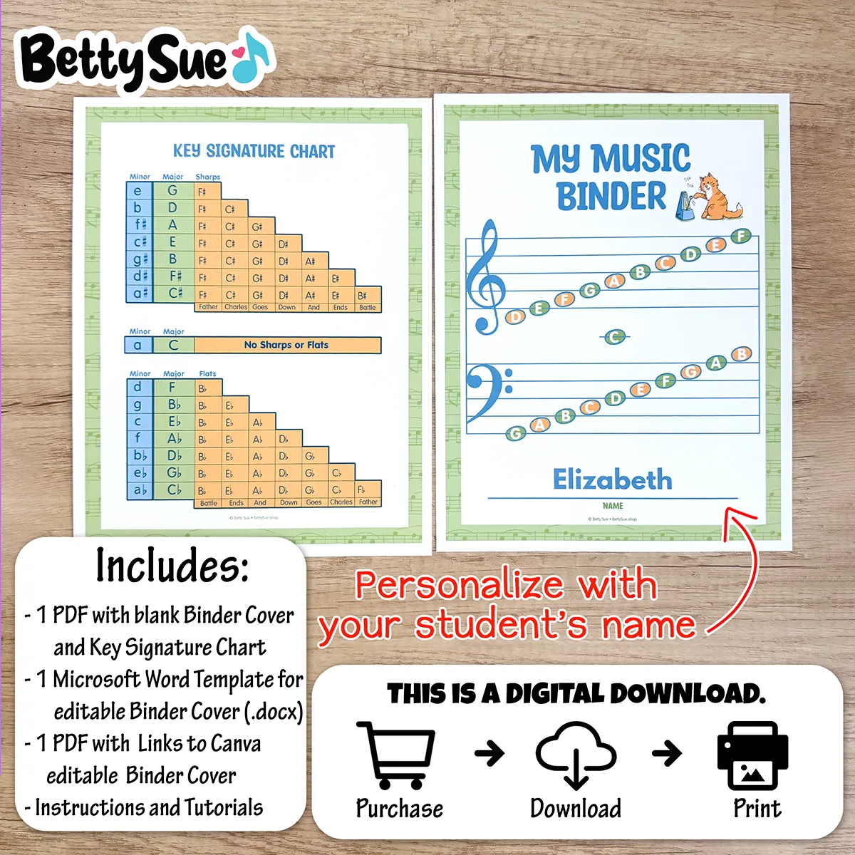 Binder Cover & Key Signature Chart - Cat and Metronome - Image 2