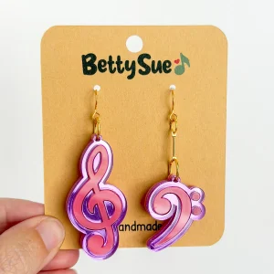 Earrings – Asymmetrical Clefs – Pink