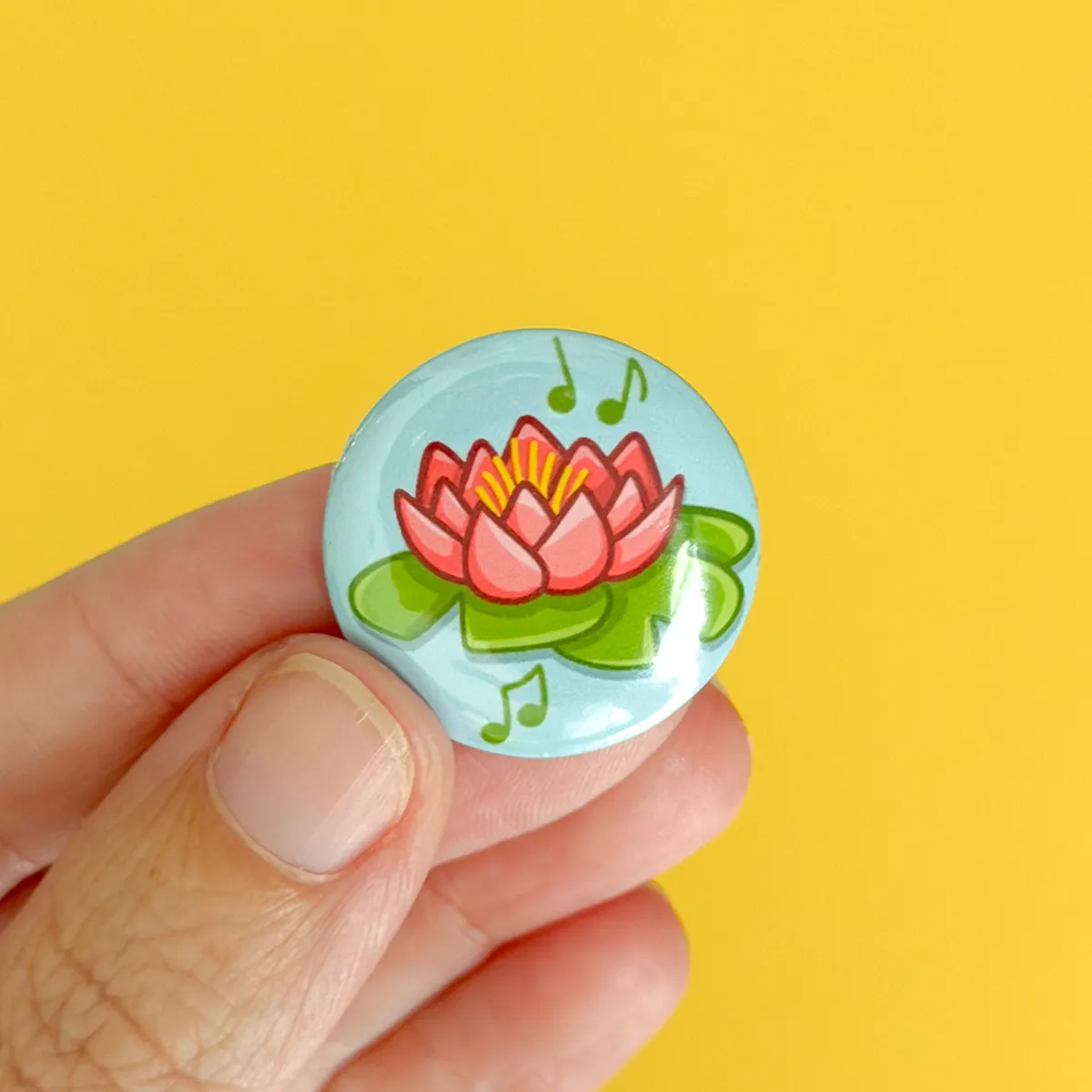 lotus and lily pad button pin product image