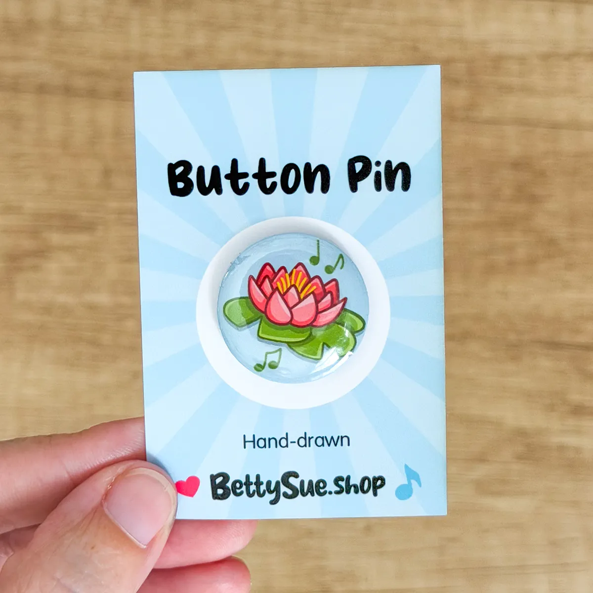 lotus and lily pad button pin product image